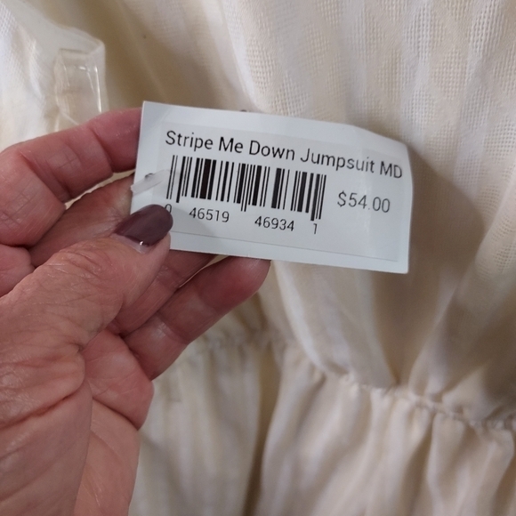 Andree by unit jumpsuit NWT cream and white striped Med - Picture 11 of 15